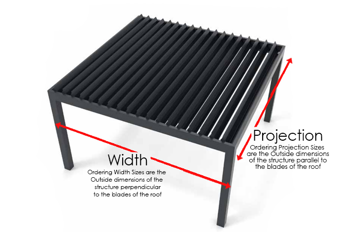 Morvelle electric louvre roof pergola measuring references for ordering