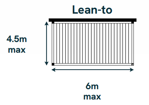 maximum dimensions for a lean to louvre pergola system